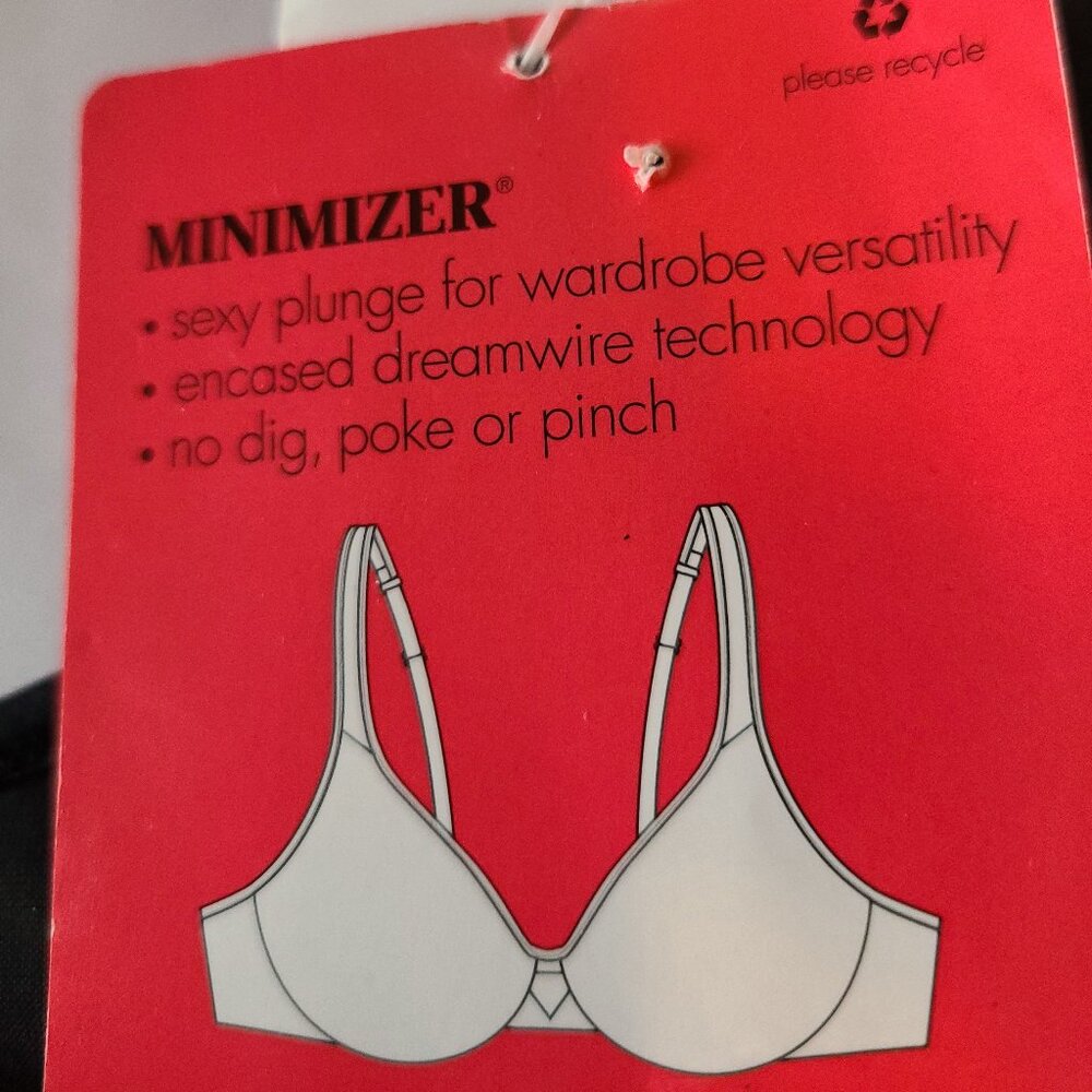 LILYETTE BY BALI BRA PLUNGE MINIMZER UNDERWIRE KEYHOLE FRONT- ONYX -SIZE 36C - Picture 10 of 15